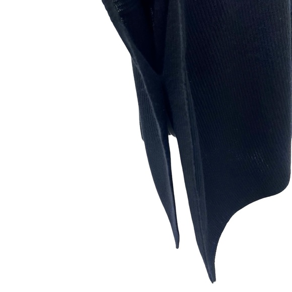 VINCE BLACK RIBBED KNIT CASHMERE SHORT SLEEVE V NECK PONCHO SWEATER - Picture 6 of 15